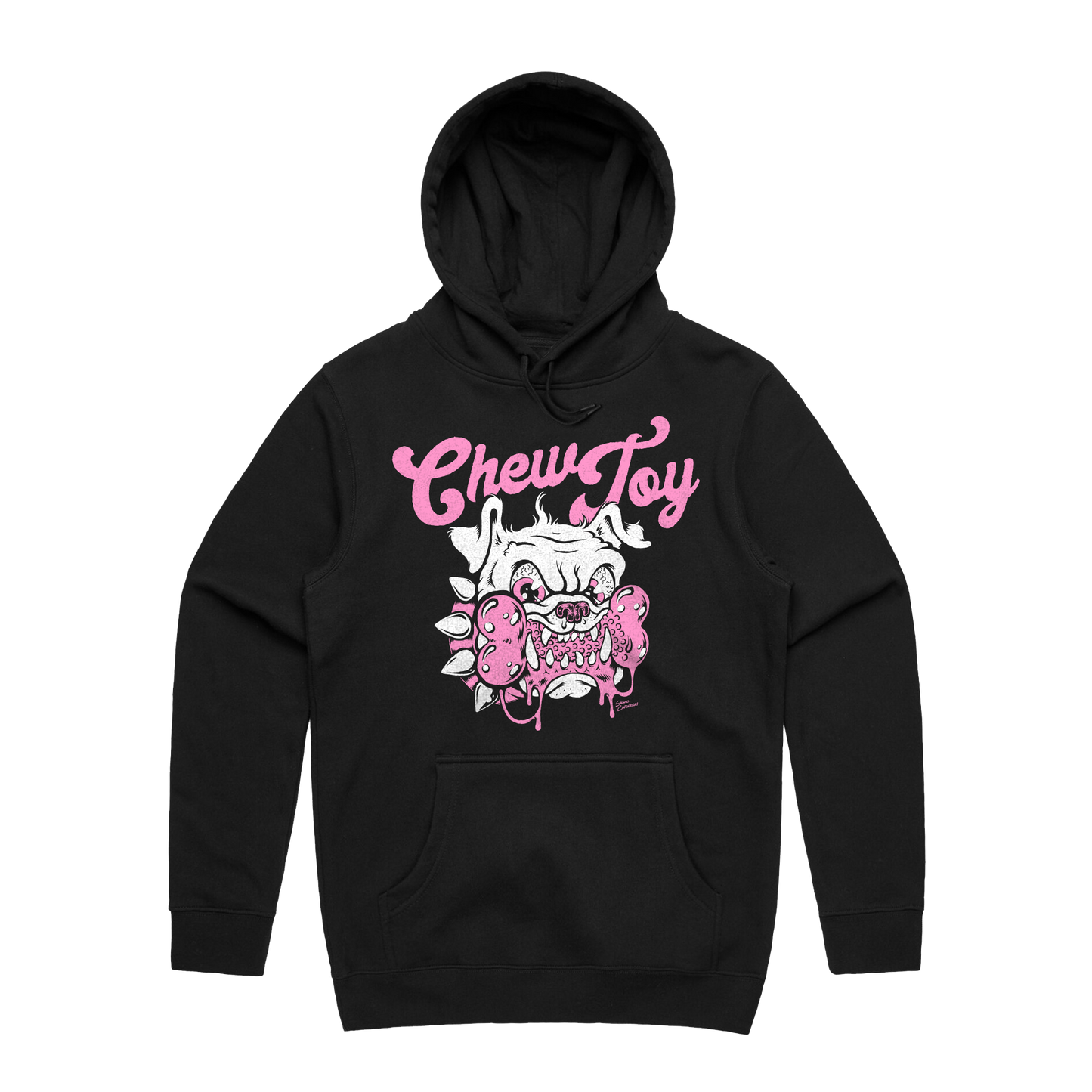 Chew Toy - Pink Bulldog Hoodie - Black