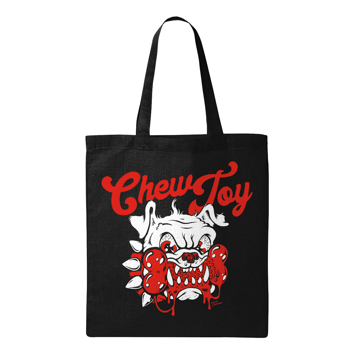 Chew Toy - Red Bulldog - Black Tote Bag