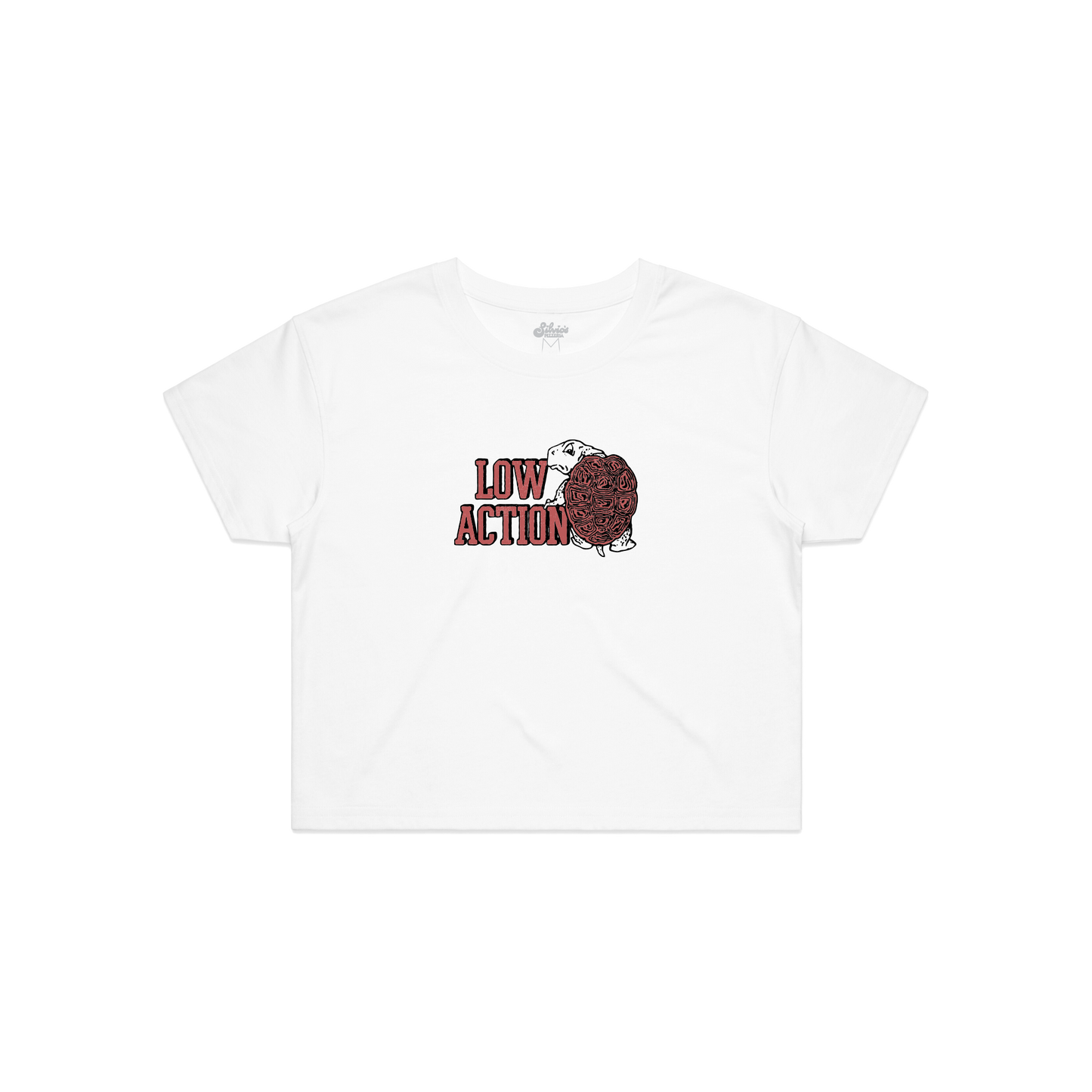 ONLINE ONLY! Low Action College Turtle Baby Tee - White