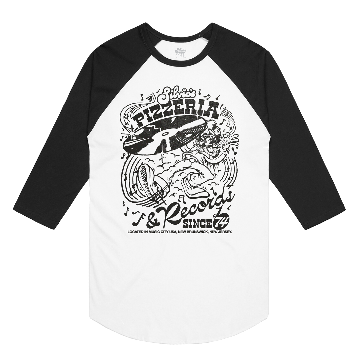 The Ol' Record Shop Raglan - Black & White
