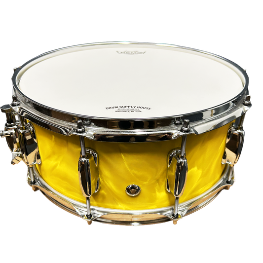 Custom 14" x 6" 8 Ply Maple Snare Drum - Yellow Satin Flame