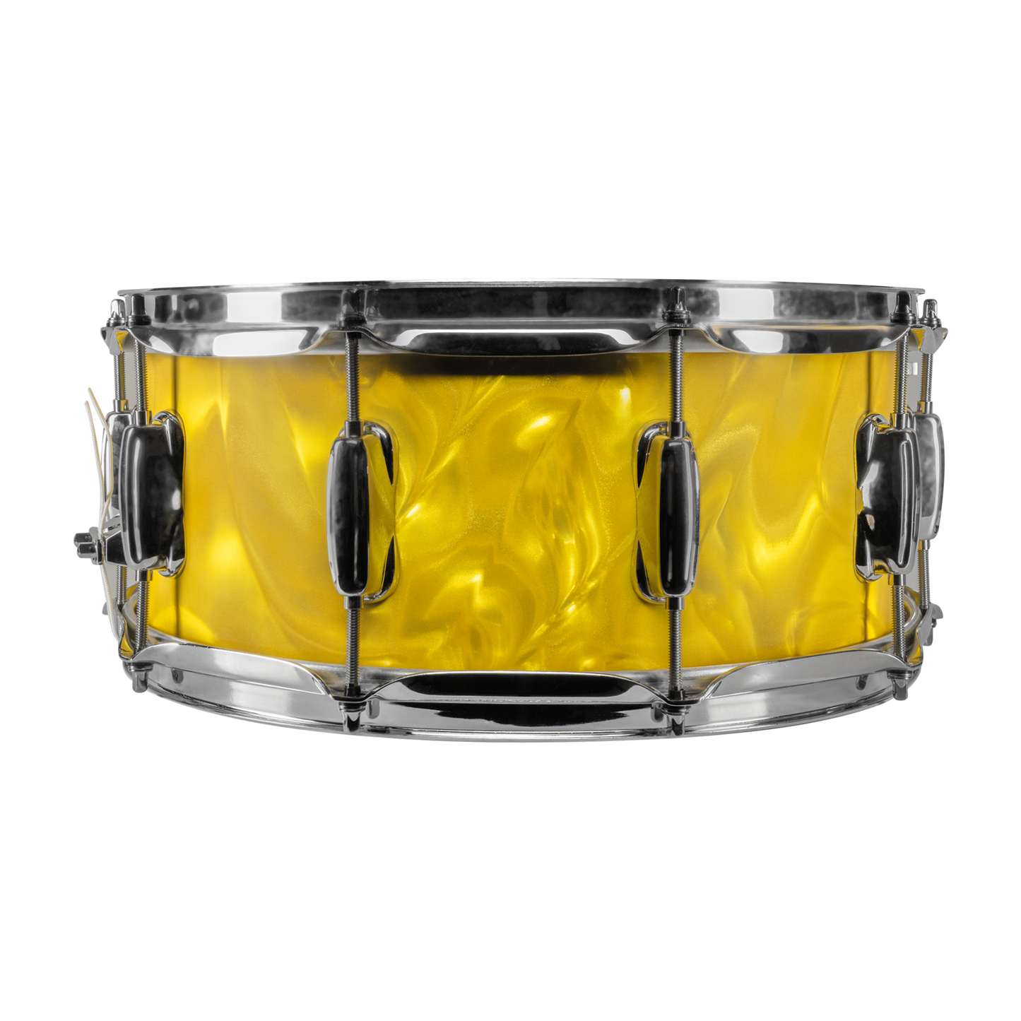 SILVIO'S PIZZERIA CUSTOM 14x6-INCH SNARE DRUM - YELLOW SATIN FLAME!