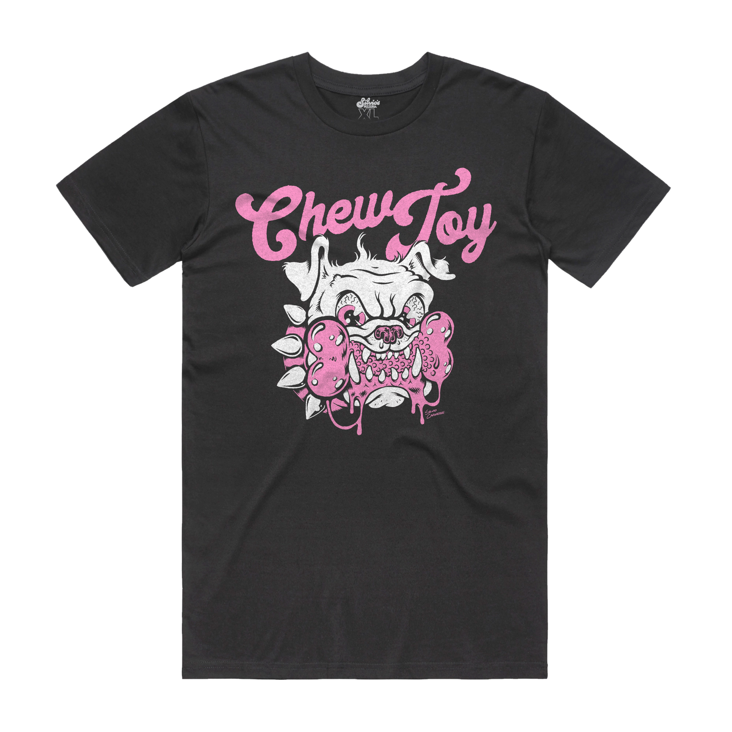 Chew Toy - Pink Bulldog Tee - Black