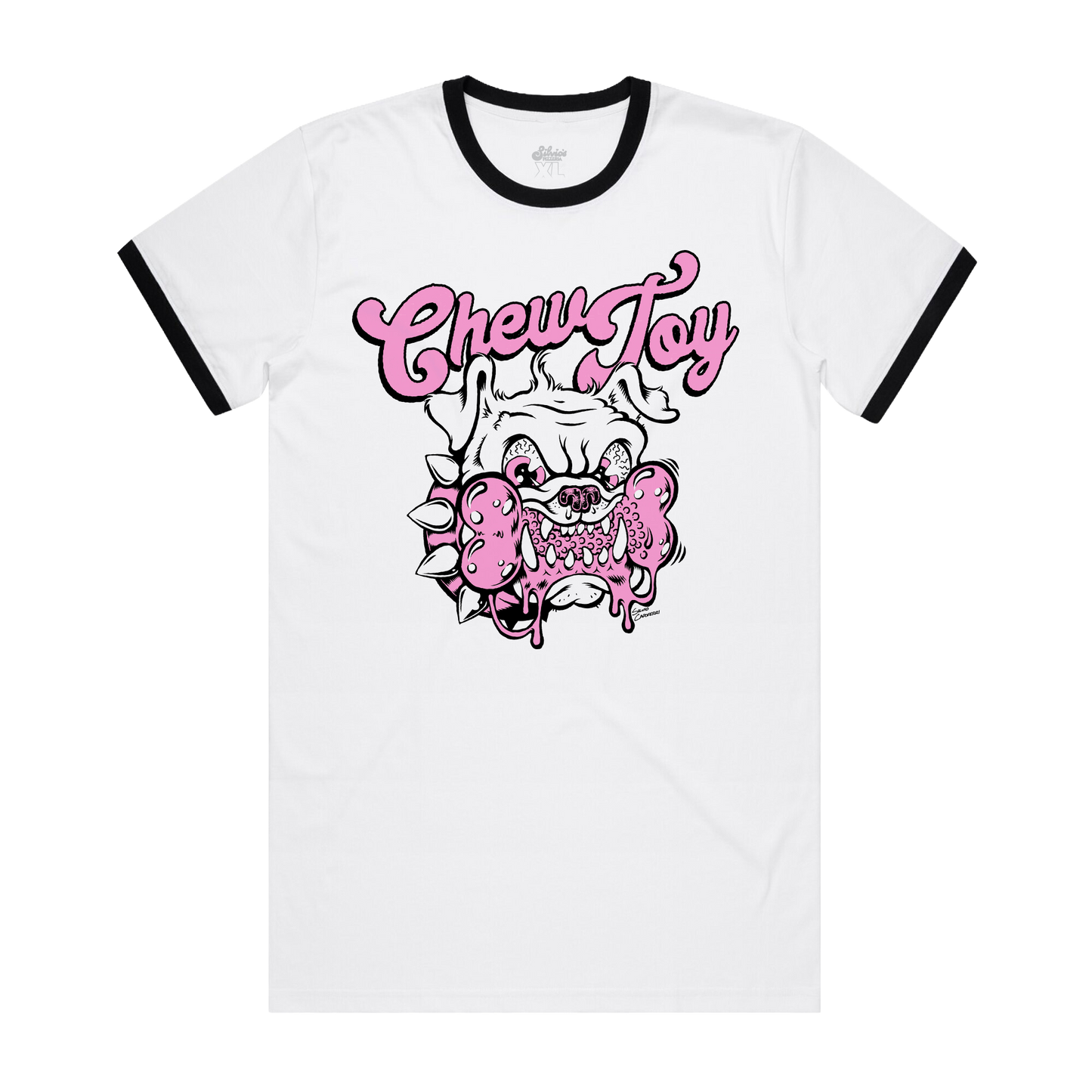 Chew Toy - Pink Bulldog Ringer - Black