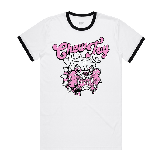 Chew Toy - Pink Bulldog Ringer - Black