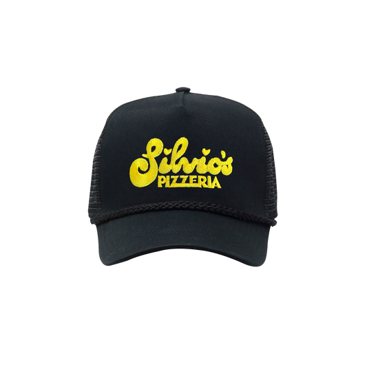 LOGO HIGH CROWN MESH BACK TRUCKER CAP - BLACK