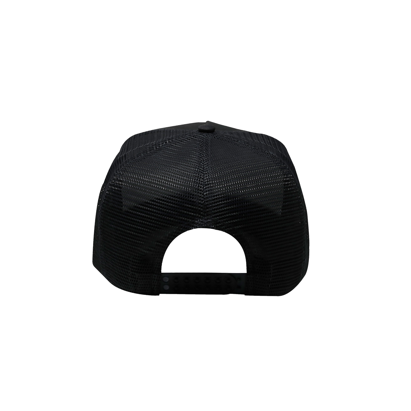 LOGO HIGH CROWN MESH BACK TRUCKER CAP - BLACK