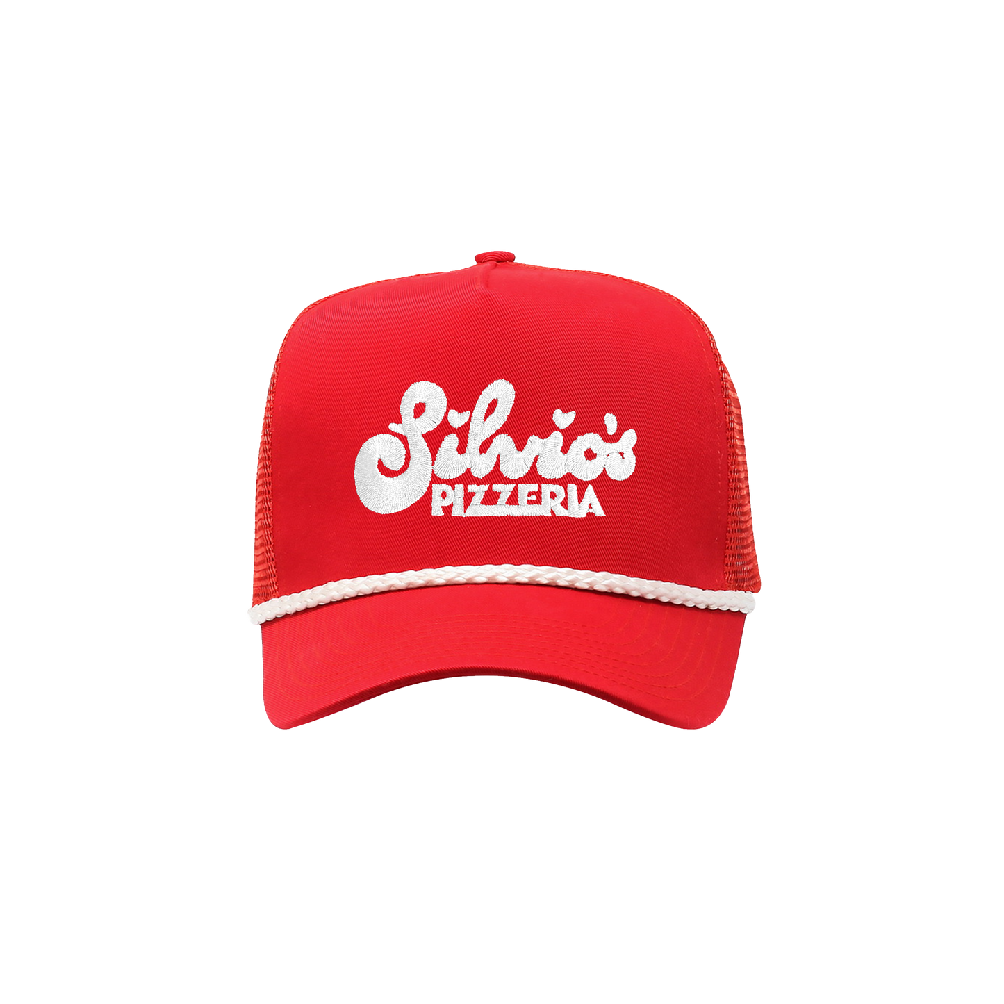 LOGO HIGH CROWN MESH BACK TRUCKER CAP - RED