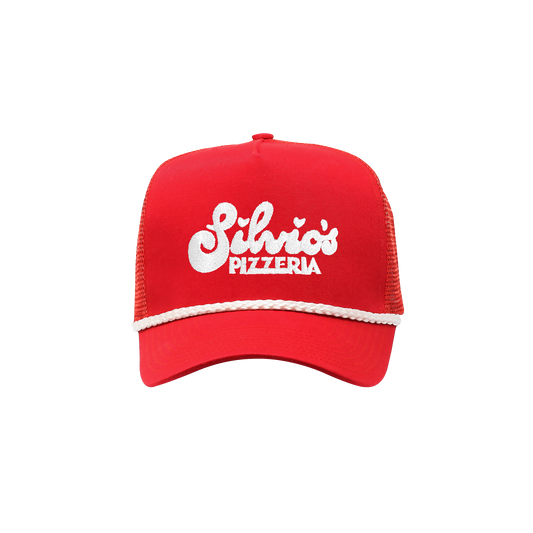 LOGO HIGH CROWN MESH BACK TRUCKER CAP - RED